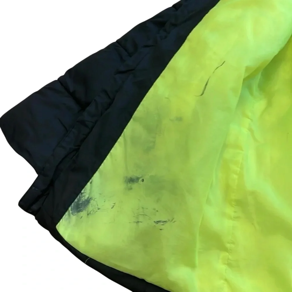 Gap kids Black Puffer Coat Boys Size XXL Fleece Lined Hood Neon Green Interior